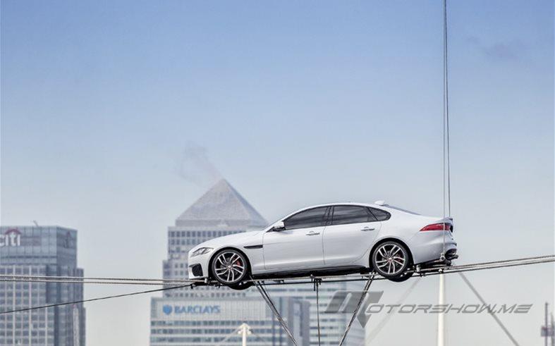 The Brand New Jaguar XF Performs World&#39;s Longest High-Wire Water Crossing