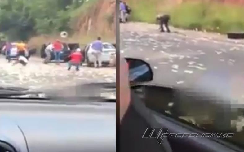 بالفيديو: هجم السائقون على سيارة مليئة بالأموال، شاهدوا ما فعلوا