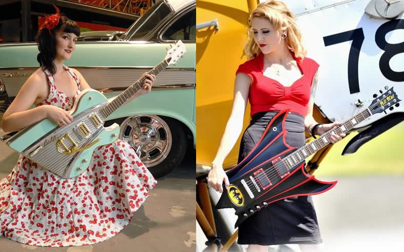 Ali Kat the Gorgeous custom guitars maker, made from Classic Cars!
