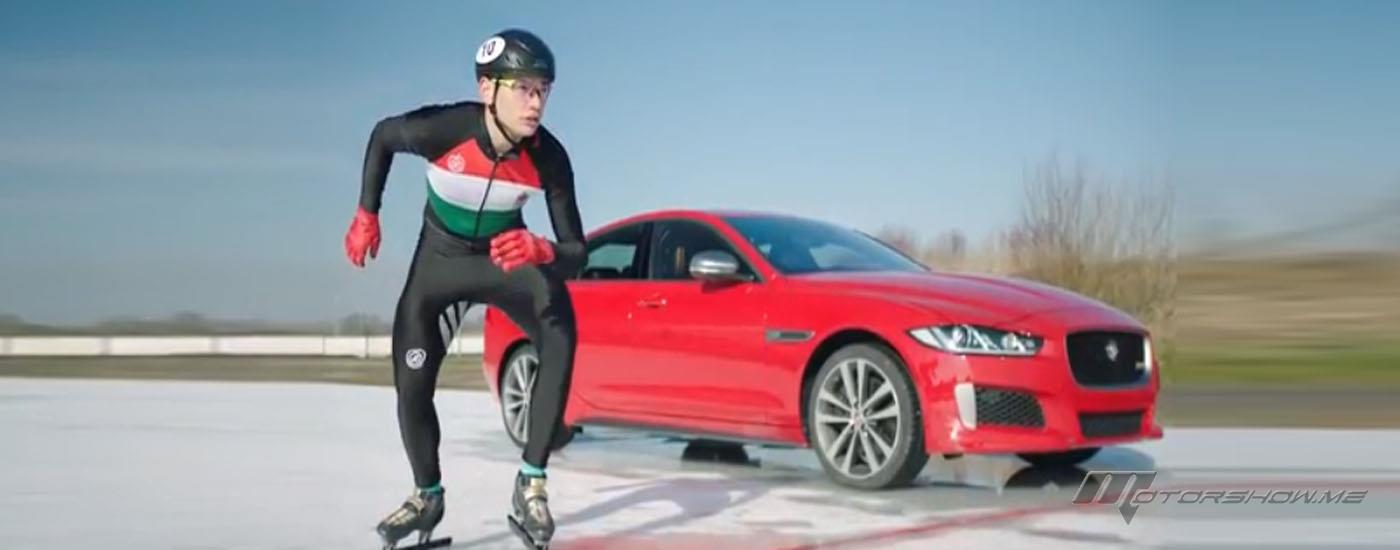 بالصور: رجل يتحدى سيارة في سباق سرعة على الجليد، من فاز برأيكم؟