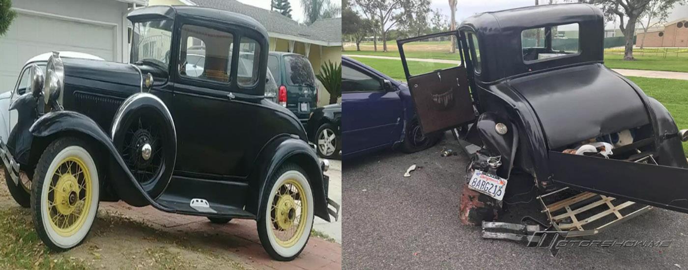 بالصور: حادث سير أدى إلى تدمير سيارة تاريخية من العام 1931 