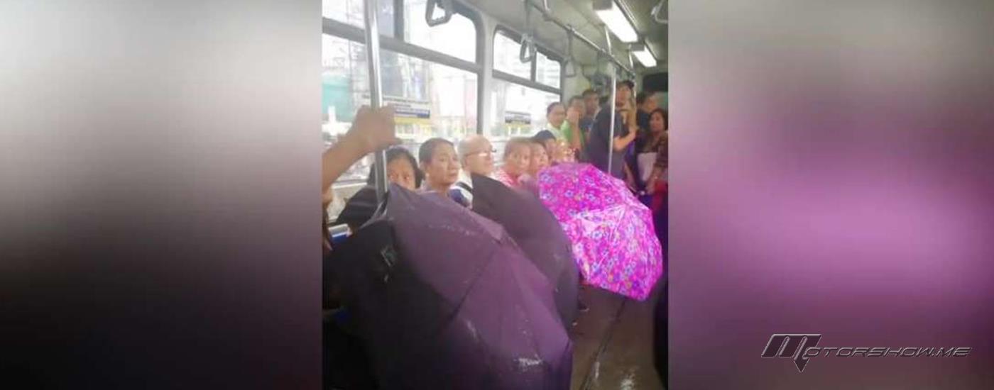 بالفيديو: لماذا فتح الركّاب مظلاتهم داخل القطار؟