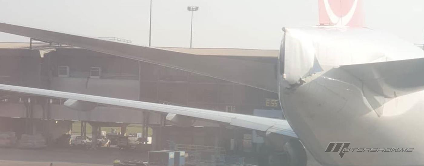 بالصور: إصطدام طائرة تابعة لطيران الشرق الأوسط بطائرة تركية في مطار لاغوس