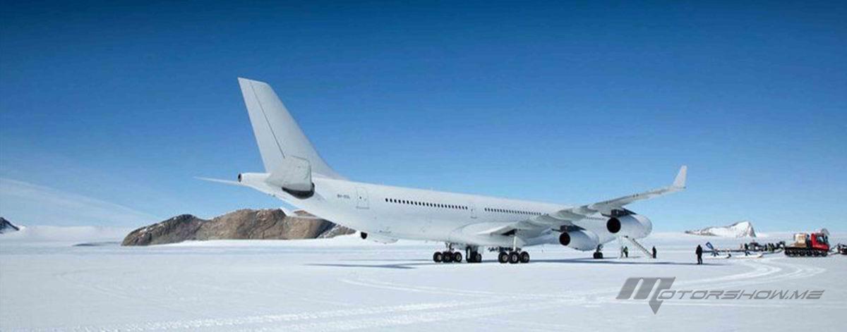 بالصور: طائرة أيرباص A340 الضخمة تهبط على جليد القارة القطبية الجنوبية للمرة الأولى