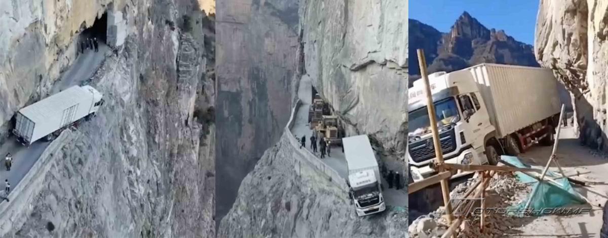 بالفيديو: لحظات تخطف الأنفاس لشاحنة تتدلى من حافة الهاوية في طريقٍ جبلي ضيق