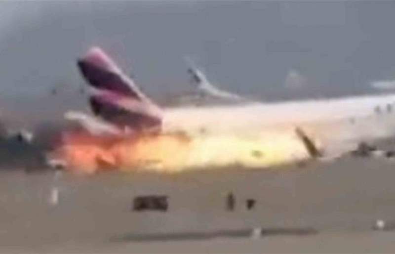 فيديو مرعب لطائرة ركاب مشتعلة