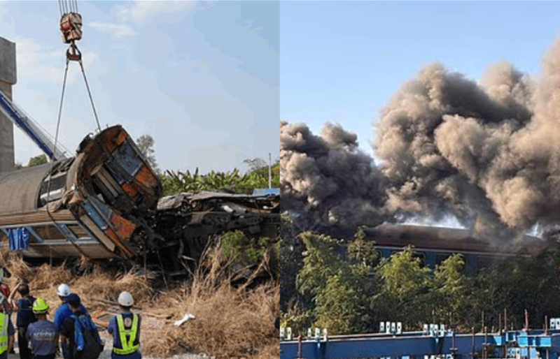 مشهد مأساوي في تايلاند: انهيار رافعة فوق قطار يقتل 28 شخصًا ويصيب العشرات