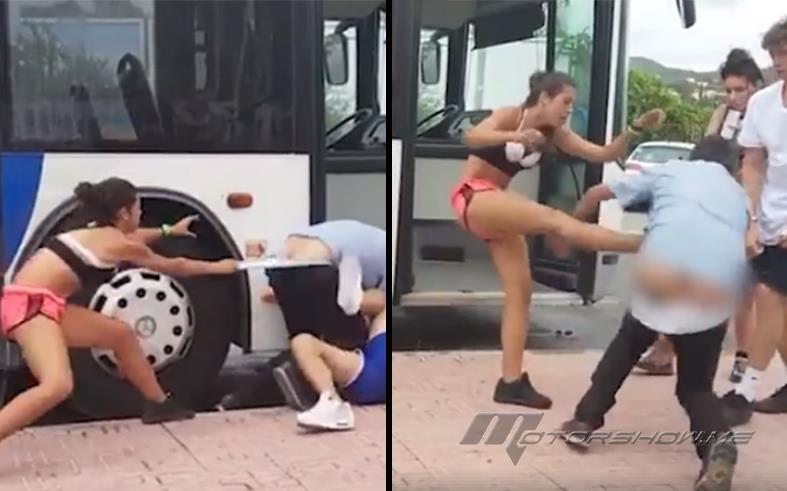فيديو يظهر فتاة تدافع عن حبيبها بطريقة عنيفة جدّا وتتفوّق عليه!