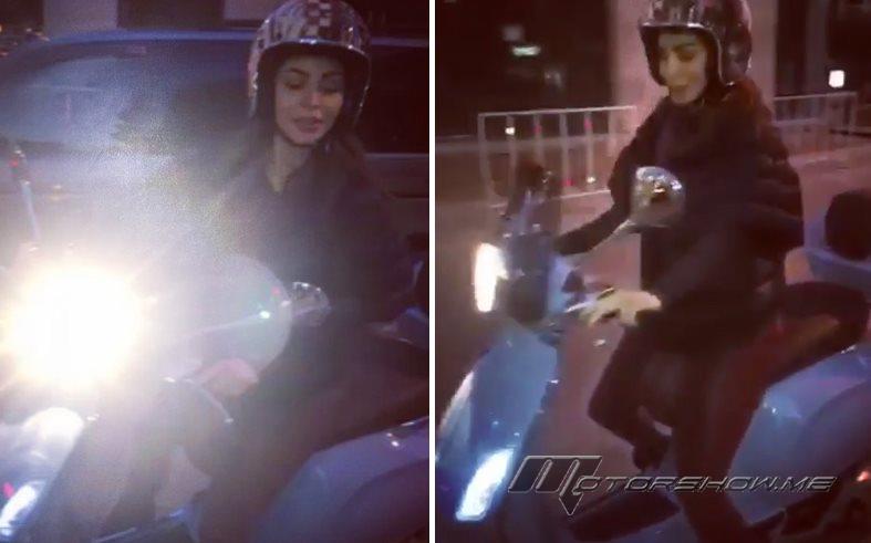 بالفيديو: جيهان، زوجة راغب علامة، تقود درّاجتها النارية