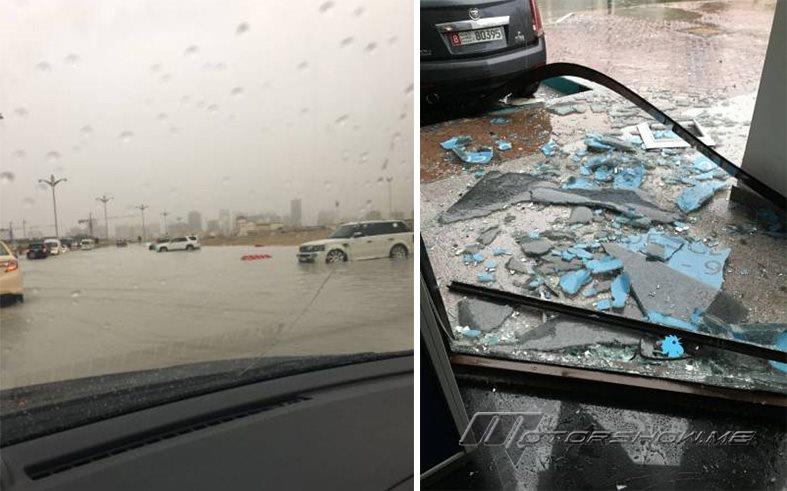 بالفيديوهات والصور: كارثة طبيعية تؤدي إلى خسائر هائلة في مطار أبوظبي الآن