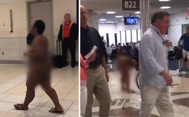 بالفيديو: امرأة مجنونة تمشي عارية بالكامل وسط المطار المزدحم... ماذا فعل المسافرين؟ 