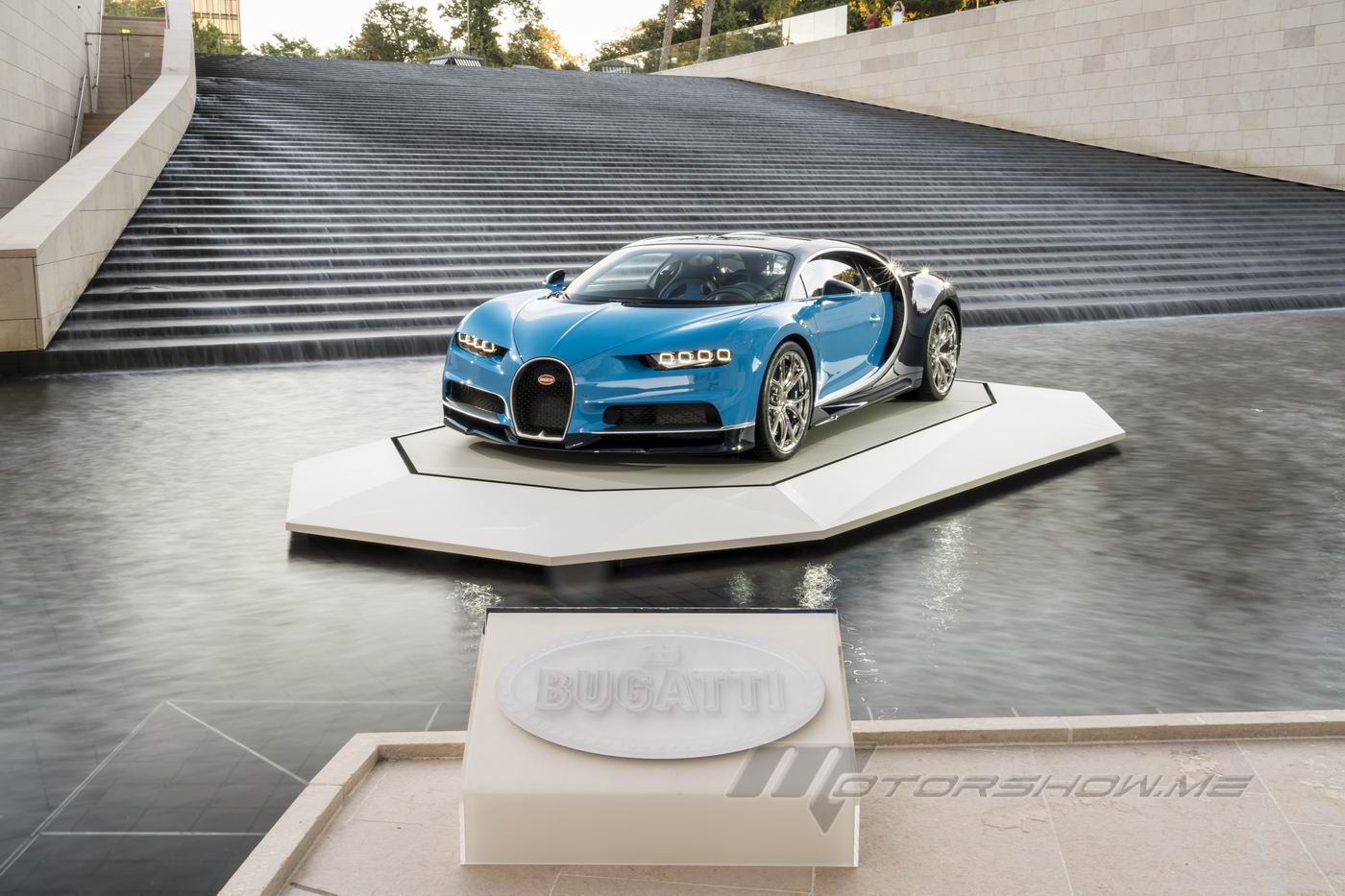 Photos by MotorShow  Cars Bugatti 2016 Chiron at the Fondation Louis  Vuitton in Paris